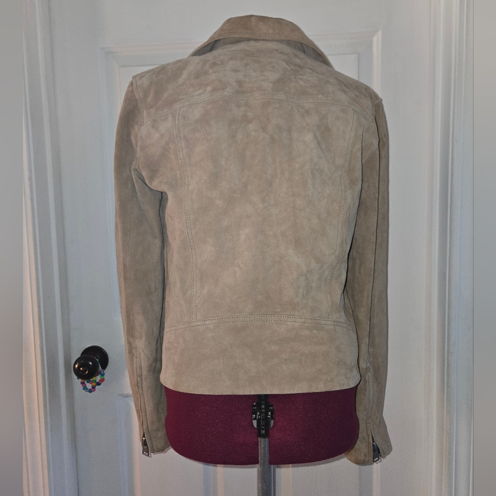 All Saints Dalby Slim Fit Tan Leather Asymmetrical Jacket - Picture 6 of 13